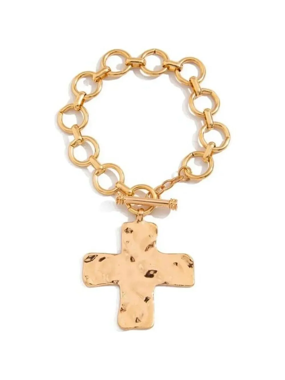 Chunky Big Hammered Cross Bracelets Trendy Statement Faith Chain Bracelet